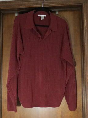 Geoffrey Beene Mens XL Quarter Button Front Long Sleeve Collared Sweater Vintage